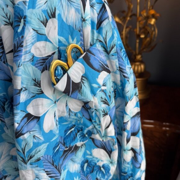 Vivien of Holloway Retro Kitty Plumeria Blue 50s Style Cotton Dress - Picture 7 of 14